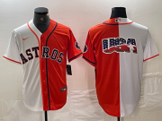 Cheap Mens Houston Astros Blank Orange White Split Stitched Baseball Jersey