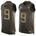 Wholesale Cheap Nike Saints #9 Drew Brees Green Men's Stitched NFL Limited Salute To Service Tank Top Jersey