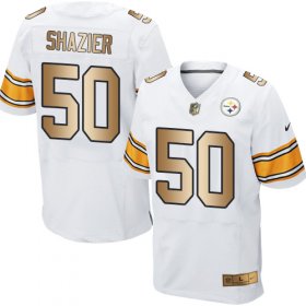 Wholesale Cheap Nike Steelers #50 Ryan Shazier White Men\'s Stitched NFL Elite Gold Jersey