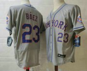 Wholesale Cheap Men's New york mets #23 javier baez grey stitched mlb flex base nike jersey