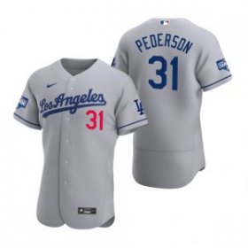Wholesale Cheap Los Angeles Dodgers #31 Joc Pederson Gray 2020 World Series Champions Road Jersey