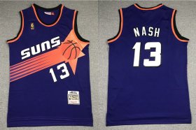 Wholesale Cheap Men\'s Phoenix Suns #13 Steve Nash Purple Gold NBA Hardwood Classics Soul Swingman Throwback Jersey