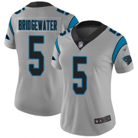 Wholesale Cheap Nike Panthers #5 Teddy Bridgewater Silver Women\'s Stitched NFL Limited Inverted Legend Jersey