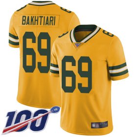 Wholesale Cheap Nike Packers #69 David Bakhtiari Yellow Men\'s Stitched NFL Limited Rush 100th Season Jersey