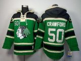 Wholesale Cheap Blackhawks #50 Corey Crawford Green St. Patrick's Day McNary Lace Hoodie Stitched NHL Jersey