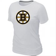 Wholesale Cheap Women's Boston Bruins Big & Tall Logo White NHL T-Shirt