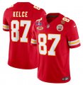 Cheap Men's Kansas City Chiefs #87 Travis Kelce Red 2024 F.U.S.E. Super Bowl LVIII Patch With NKH Patch And 4-star C Patch Vapor Untouchable Limited Football Stitched Jersey