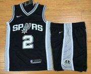 Wholesale Cheap Men's San Antonio Spurs #2 Kawhi Leonard Black 2017-2018 Nike Swingman Stitched NBA Jersey With Shorts