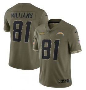 Wholesale Cheap Men\'s Los Angeles Chargers #81 Mike Williams 2022 Olive Salute To Service Limited Stitched Jersey