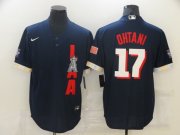 Wholesale Cheap Men's Los Angeles Angels #17 Shohei Ohtani 2021 Navy All-Star Cool Base Stitched MLB Jersey