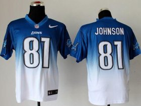 Wholesale Cheap Nike Lions #81 Calvin Johnson Blue/White Men\'s Stitched NFL Elite Fadeaway Fashion Jersey
