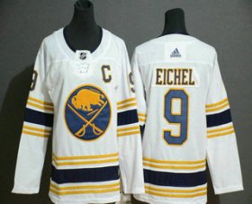 Wholesale Cheap Youth Buffalo Sabres #9 Jack Eichel White With Gold C Patch and 50th Anniversary Adidas Stitched NHL Jersey