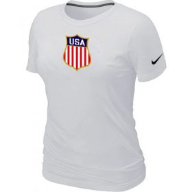 Wholesale Cheap Women\'s Nike Team USA Hockey Winter Olympics KO Collection Locker Room T-Shirt White