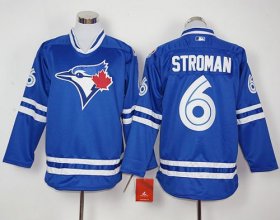 Wholesale Cheap Blue Jays #6 Marcus Stroman Blue Long Sleeve Stitched MLB Jersey