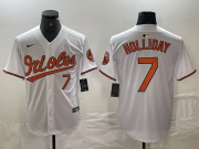 Cheap Men's Baltimore Orioles #7 Jackson Holliday Number White Limited Cool Base Stitched Jersey