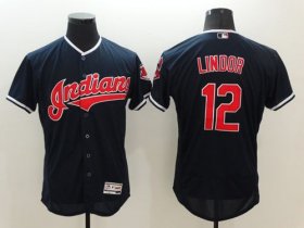 Wholesale Cheap Indians #12 Francisco Lindor Navy Blue Flexbase Authentic Collection Stitched MLB Jersey