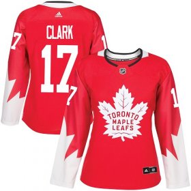 Wholesale Cheap Adidas Maple Leafs #17 Wendel Clark Red Team Canada Authentic Women\'s Stitched NHL Jersey
