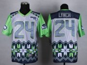 Wholesale Cheap Nike Seahawks #24 Marshawn Lynch Grey Men's Stitched NFL Elite Noble Fashion Jersey