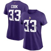 Wholesale Cheap Minnesota Vikings #33 Dalvin Cook Nike Women's Team Player Name & Number T-Shirt Purple