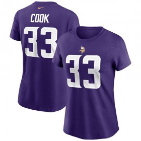 Wholesale Cheap Minnesota Vikings #33 Dalvin Cook Nike Women\'s Team Player Name & Number T-Shirt Purple
