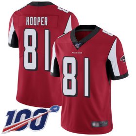 Wholesale Cheap Nike Falcons #81 Austin Hooper Red Team Color Men\'s Stitched NFL 100th Season Vapor Limited Jersey