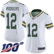 Wholesale Cheap Nike Packers #12 Aaron Rodgers White Women's Stitched NFL 100th Season Vapor Limited Jersey