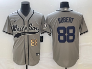 Wholesale Cheap Men's Chicago White Sox #88 Luis Robert Number Grey Cool Base Stitched Baseball Jersey