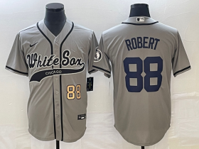 Wholesale Cheap Men\'s Chicago White Sox #88 Luis Robert Number Grey Cool Base Stitched Baseball Jersey