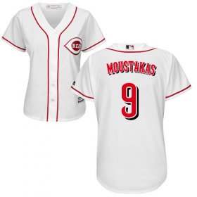 Wholesale Cheap Reds #9 Mike Moustakas White Home Women\'s Stitched MLB Jersey