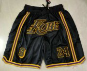 Wholesale Cheap Men's Los Angeles Lakers #8 #24 Kobe Bryant Black Just Don Swingman Throwback Shorts