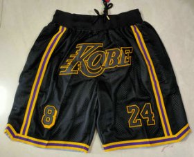 Wholesale Cheap Men\'s Los Angeles Lakers #8 #24 Kobe Bryant Black Just Don Swingman Throwback Shorts