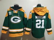 Wholesale Men's Green Bay Packers #21 Charles Woodson Green Lace-Up Pullover Hoodie