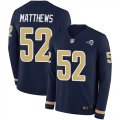 Wholesale Cheap Nike Rams #52 Clay Matthews Navy Blue Team Color Men's Stitched NFL Limited Therma Long Sleeve Jersey