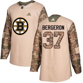 Wholesale Cheap Adidas Bruins #37 Patrice Bergeron Camo Authentic 2017 Veterans Day Youth Stitched NHL Jersey
