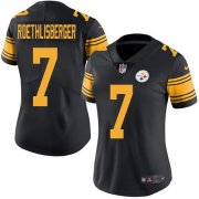 Wholesale Cheap Nike Steelers #7 Ben Roethlisberger Black Women's Stitched NFL Limited Rush Jersey
