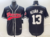 Wholesale Cheap Men's Atlanta Braves #13 Ronald Acuna Jr Black Cool Base Stitched Baseball Jersey