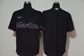 Wholesale Cheap Men\'s Miami Marlins Blank Black Stitched MLB Cool Base Nike Jersey