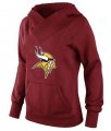 Wholesale Cheap Women's Minnesota Vikings Logo Pullover Hoodie Red-1