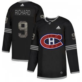 Wholesale Cheap Adidas Canadiens #9 Maurice Richard Black Authentic Classic Stitched NHL Jersey
