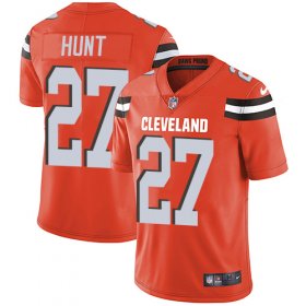 Wholesale Cheap Nike Browns #27 Kareem Hunt Orange Alternate Men\'s Stitched NFL Vapor Untouchable Limited Jersey