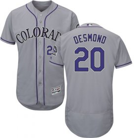 Wholesale Cheap Rockies #20 Ian Desmond Grey Flexbase Authentic Collection Stitched MLB Jersey