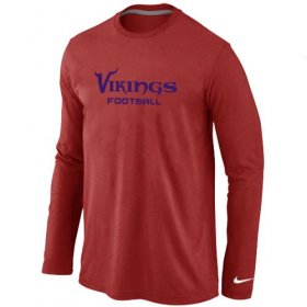 Wholesale Cheap Nike Minnesota Vikings Authentic Font Long Sleeve T-Shirt Red