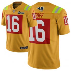 Wholesale Cheap Nike Rams #16 Jared Goff Gold Men\'s Stitched NFL Limited City Edition Jersey