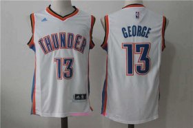Wholesale Cheap Men\'s Oklahoma City Thunder #13 Paul George White Stitched NBA Adidas Revolution 30 Swingman Jersey