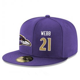 Wholesale Cheap Baltimore Ravens #21 Lardarius Webb Snapback Cap NFL Player Purple with Gold Number Stitched Hat