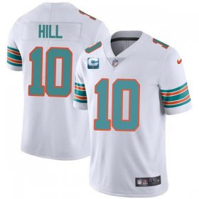 Wholesale Cheap Men\'s Miami Dolphins 2022 #10 Tyreek Hill White With 2-star C Patch Rush Color Stitched Football Jerse