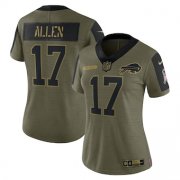 Wholesale Cheap Women's Buffalo Bills #17 Josh Allen Nike Olive 2021 Salute To Service Limited Player Jersey