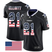 Wholesale Cheap Nike Cowboys #21 Ezekiel Elliott Black Men's Stitched NFL Limited Rush USA Flag Jersey