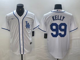 Cheap Men\'s Los Angeles Dodgers #99 Joe Kelly White Cool Base Stitched Baseball Jersey