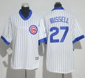Wholesale Cheap Cubs #27 Addison Russell White(Blue Strip) Cooperstown Women\'s Stitched MLB Jersey